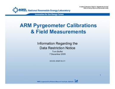 Pyrgeometer / Infrared / Calibration / National Renewable Energy Laboratory / Electromagnetic radiation / Radiation / Radiometry