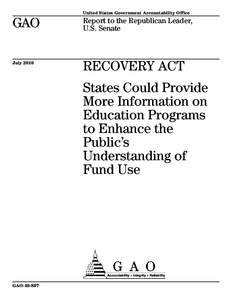 Recovery Accountability and Transparency Board / Elementary and Secondary Education Act / Government Accountability Office / United States / Government / 111th United States Congress / Federalreporting.gov / American Recovery and Reinvestment Act