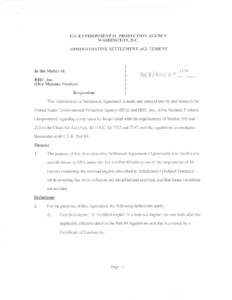 USEPA:  HHU Settlement Agreement
