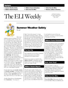 Highlights     Summer Weather Safety
