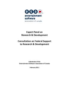 Expert Panel on Research & Development Consultation on Federal Support to Research & Development  Submission of the