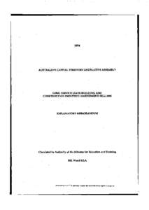 1994  AUSTRALIAN CAPITAL TERRITORY LEGISLATIVE ASSEMBLY LONG SERVICE LEAVE (BUILDING AND CONSTRUCTION INDUSTRY) (AMENDMENT) BILL 1994