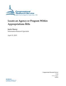 Locate an Agency or Program Within Appropriations Bills