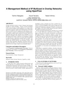 A Management Method of IP Multicast in Overlay Networks using OpenFlow Yukihiro Nakagawa Kazuki Hyoudou