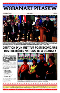 W8BANAKI PILASKW Le journal Abénaki d’Odanak Volume 5 Numéro 1  Janvier 2011
