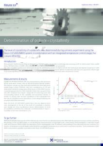 Application Note - AN-XE01  Determination of polymer crystallinity The level of crystallinity of a polyolefin was determined during a kinetic experiment using the Xeuss 2.0 SAXS/WAXS system in combination with an integra