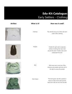 Edu-Kit Catalogue: Early Settlers - Clothing Artifact What is it?