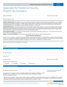 Application for Transitional Housing Property Tax Exemption