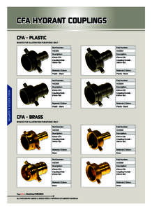 CFA HYDRANT COUPLINGS CFA - PLASTIC IMAGES FOR ILLUSTRATION PURUPOSES ONLY HOSES, NOZZLES & ADAPTERS
