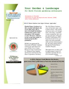 Florida / Master gardener program / University of Florida / Gardening / Gainesville /  Florida / Alachua County /  Florida / Institute of Food and Agricultural Sciences
