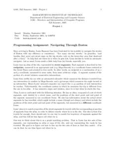 6.001, Fall Semester, 2005—Project 1  1 MASSACHVSETTS INSTITVTE OF TECHNOLOGY Department of Electrical Engineering and Computer Science