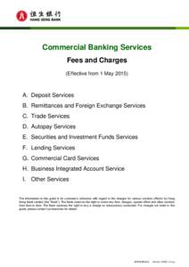Commercial Banking Services Fees and Charges (Effective from 1 MayA. Deposit Services B. Remittances and Foreign Exchange Services