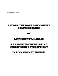 RESOLUTION[removed]BEFORE THE BOARD OF COUNTY COMMISSIONERS OF LINN COUNTY, KANSAS