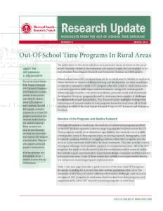 Research Update HIGHLIGHTS FROM THE OUT-OF-SCHOOL TIME DATABASE NUMBER 6  MARCH 2011