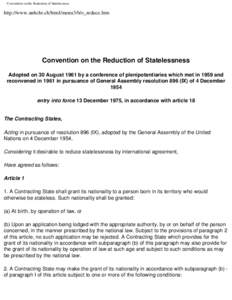 Statelessness / Law / Nationality / Convention on the Reduction of Statelessness / Government procurement in the United States / Convention Relating to the Status of Stateless Persons / Israeli–Palestinian conflict / Human rights instruments / International law / International relations