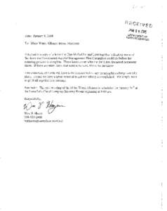 Date: January 8, 2008 To: Idaho Water Alliance Board Members Attached is a copy of a letter that Dan McFaddan and I put together indicating some of the items the Coordinated Aquifer Management Plan Committee could do bef