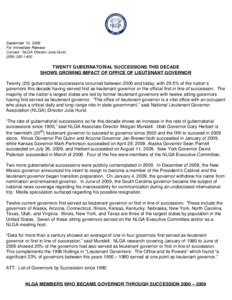 September 10, 2009 For Immediate Release Contact:  NLGA Director Julia Hurst[removed]   