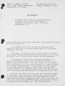 Robert A. Hatch, [removed]Peace Corps, Public Information Washington,D. C[removed]For Release 8 PGM. EST Monday, December 11,1967