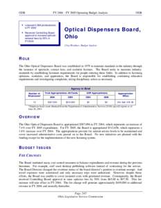 ODB  FY[removed]FY 2005 Operating Budget Analysis • Licensed 4,584 professionals in FY 2002