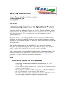 Microsoft Word - NCDOR communication ag sales quick reference updated.doc