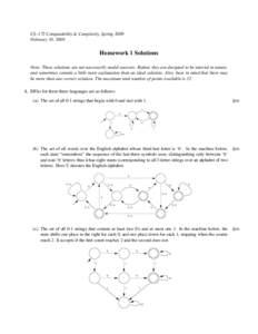 CS–172 Computability & Complexity, Spring 2009 February 10, 2009 Homework 1 Solutions Note: These solutions are not necessarily model answers. Rather, they are designed to be tutorial in nature, and sometimes contain a