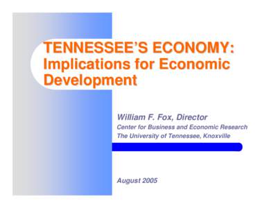 William F. Fox Presentation to the TN E&CD Gov's Conference, [removed]