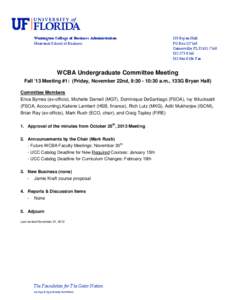 WCBA Undergraduate Committee Meeting Agenda - November 22, 2013