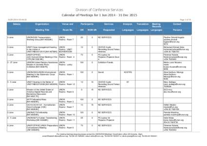 Division of Conference Services Calendar of Meetings for 1 Jun[removed]Dec[removed]03:44:28 Date(s)