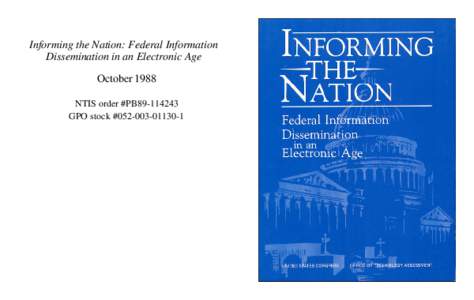 Informing the Nation: Federal Information Dissemination in an Electronic Age