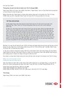 Kính göûi Quyù khaùch, Thoâng baùo veà caùch tính tieàn laõi daønh cho Theû Tín Duïng HSBC Ngaân haøng TNHH moät thaønh vieân HSBC (Vieät Nam) (“Ngaân Haøng”) caùm ôn Quyù Khaùch ñaõ sö