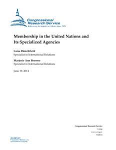 Membership in the United Nations and Its Specialized Agencies