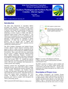 Idaho State Department of Agriculture Division of Agricultural Resources Southern Washington and Northern Payette Counties Alluvial Aquifer Volume 1, Issue 1