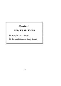 Chapter 3: BUDGET RECEIPTS 3.1 Budget Receipts, [removed]Forward Estimates of Budget Receipts  3-1