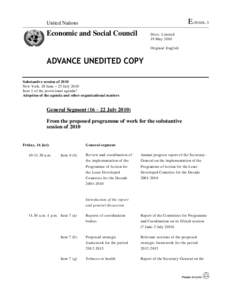 E/2010/L.5  United Nations Economic and Social Council