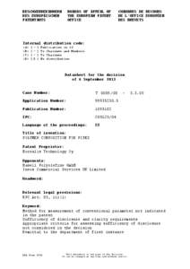 BESCHWERDEKAMMERN DES EUROPÄISCHEN PATENTAMTS BOARDS OF APPEAL OF THE EUROPEAN PATENT