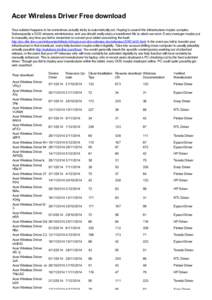 Acer Wireless Driver Free download Your solution happens to be sometimes actually tricky to automatically set. Hoping to search the infrastructure maybe complex. Subsequently a DOS streams administrator, and you should r