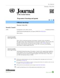 No[removed]Thursday, 24 July 2014 Journal of the United Nations
