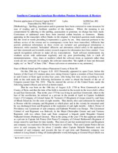 Southern Campaign American Revolution Pension Statements & Rosters Pension application of Greene Capron W639 1 Lydia fn38SC[sic, RI] Transcribed by Will Graves[removed]