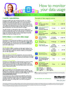 How to monitor your data usage FOR SMARTPHONE, TABLET, TURBO STICK AND TURBO HUB USERS A world of possibilities...  Examples of data usage by activity