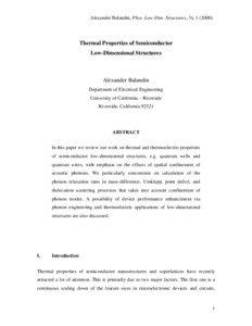 Alexander Balandin, Phys. Low-Dim. Structures., ½, [removed]Thermal Properties of Semiconductor