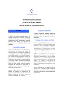 INFORME DE ACTIVIDADESCENTRO DE DERECHOS HUMANOS Facultad de Derecho – Universidad de Chile DOCENCIA EN POSTGRADO