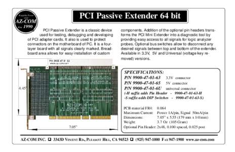 PCI Passive Extender 64 bit  Keep the Power ON!  AZ-COM