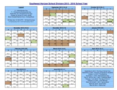 Southwest Horizon School DivisionSchool Year Legend September+3) M