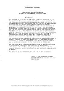 EXPLANATORY STATEMENT  Australian Capital Territory Freedom of Information Ordinance[removed]The Freedom of Informat ion Ordinance 1989 will commence on the