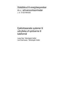 Microsoft Word - Ejektorbaserede systemer til udnyttelse af spildvarme til .