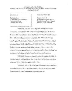 UPJITED STATES OF AMERICA 3EFORE THE BOARE OF GOVEKWORS OF THE F E D E L RESERVE SYSTEM WASHINGTON, D.C. In the Matter of Charles Kushner,