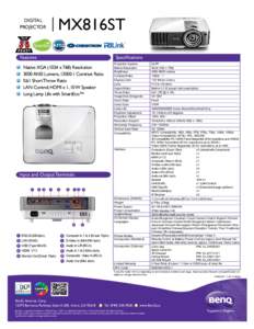 MX816ST  DIGITAL PROJECTOR  I Specifications