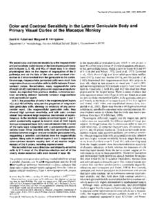 The Journal  of Neuroscience, Color and Contrast Sensitivity in the Lateral Geniculate Primary Visual Cortex of the Macaque Monkey