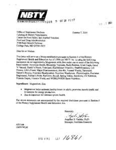 Office of Nutritional Products Labeling & Dietary Supp$xrents Center for Food Safety and Applied Nutrition Food and Drug Administration[removed]Paint Branch Parkway College Park, MD[removed]