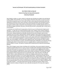 Horizons and whirlpools: The well travelled pathway of national standards  John Hattie, Visible Learning Lab School of Teaching, Learning and Development University of Auckland